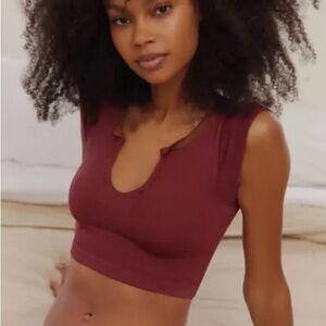 URBAN OUTFITTERS OUT FROM UNDER GO FOR GOLD CROP TOP MAROON